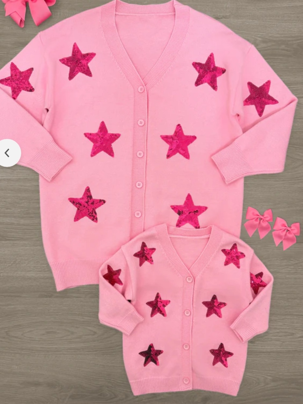 BRAND NEW!! Mom and me - Pink Sequin Star Cardigan (1 Med Adult/3 Child sizes)